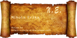 Nikola Erika névjegykártya